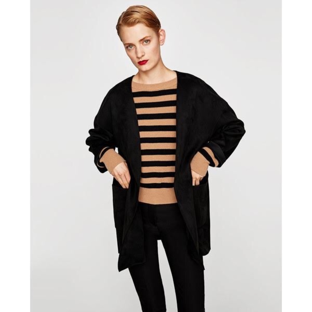 Zara faux suede jacket with patch pockets